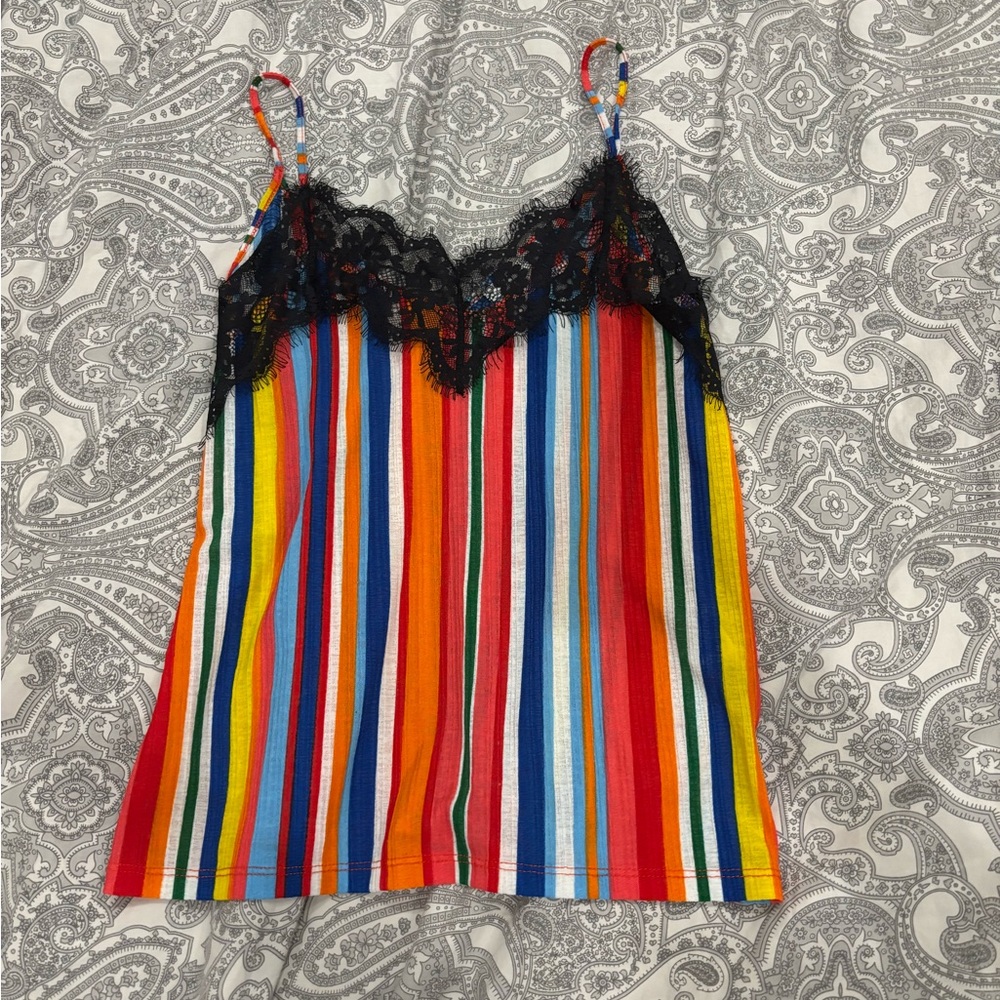 Zara Orange Red Lace Spaghetti Strap Camisole